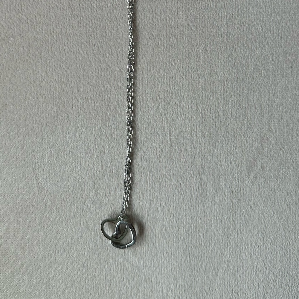 Interlocking Heart Pendant Necklace - Silver